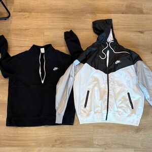Nike Club Fleece Zip up Black and White and Nike Windrunner Jacket